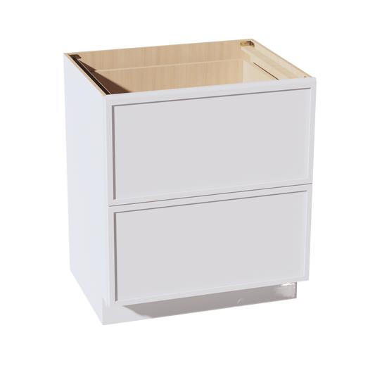 SF - DB30 - 2: Frost White Slim Shaker 30" 2 Drawers Base Cabinet - NextCabinets