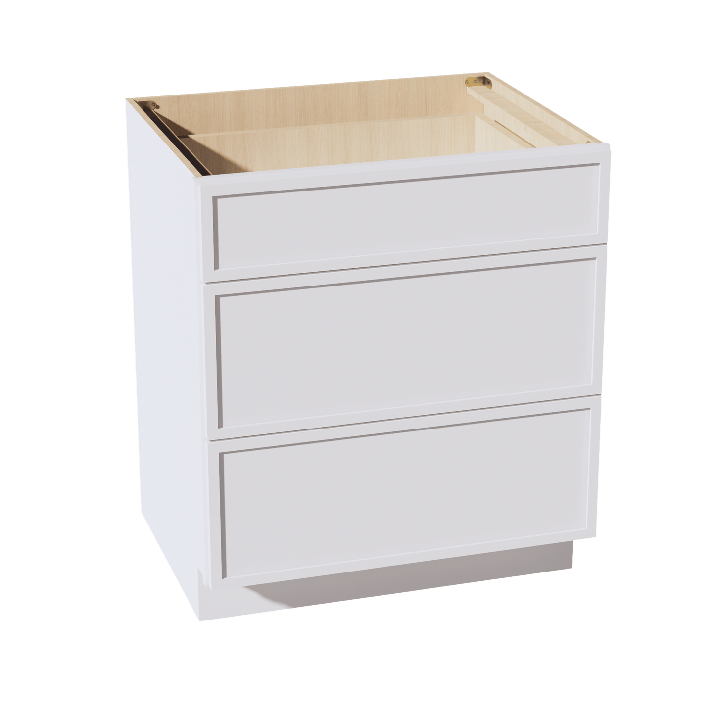 SF - DB30: Frost White Slim Shaker 30" 3 Drawers Base Cabinet - NextCabinets