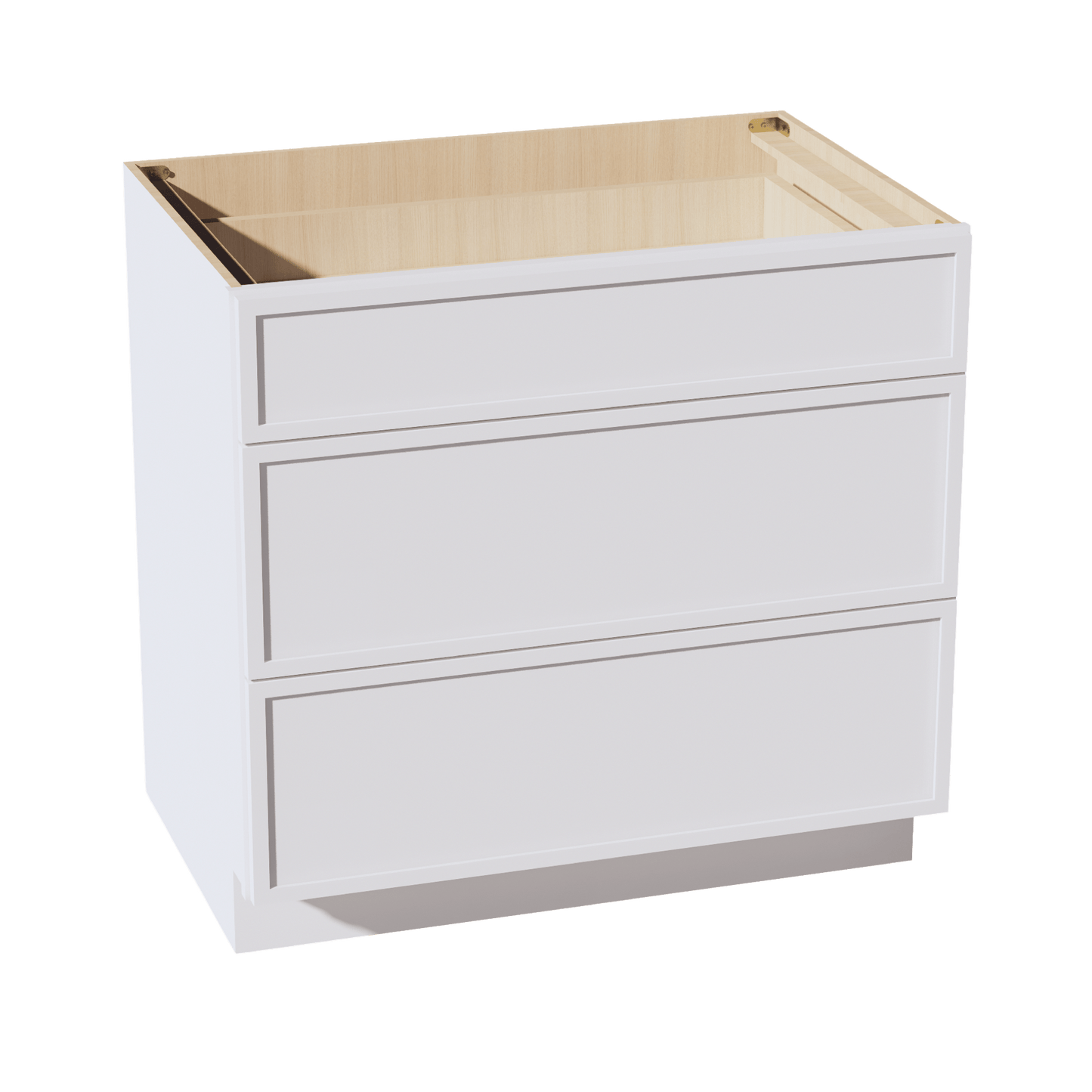 SF - DB36: Frost White Slim Shaker 36" 3 Drawers Base Cabinet - NextCabinets