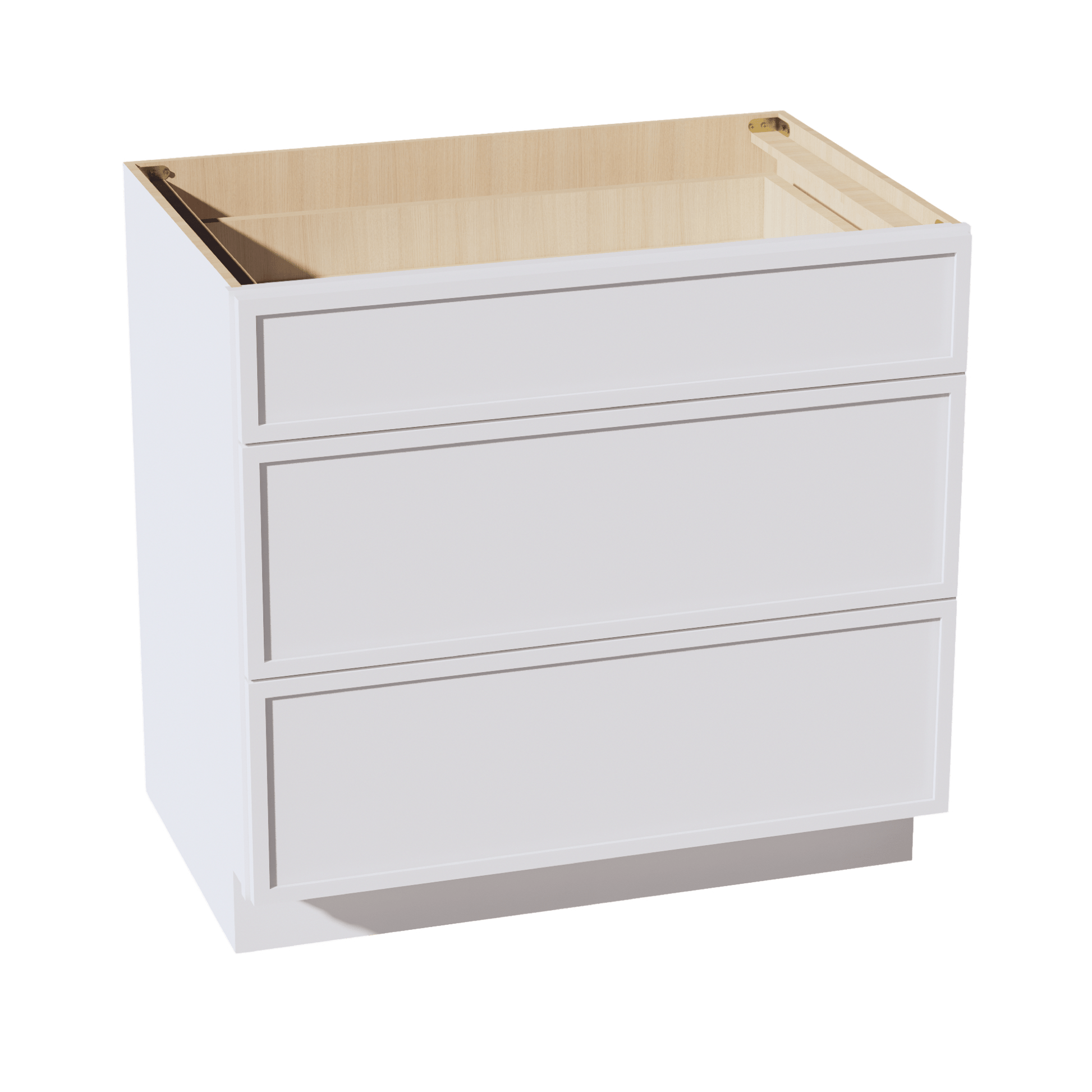 SF - DB36: Frost White Slim Shaker 36" 3 Drawers Base Cabinet - NextCabinets