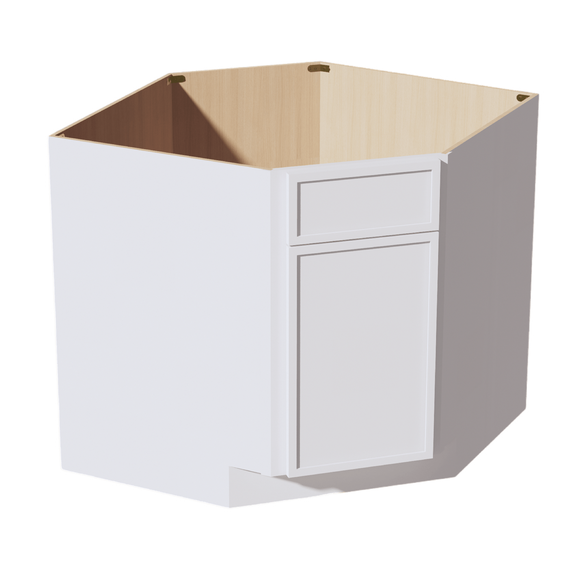 SF - DSB36: Frost White Slim Shaker 39" 1 Door 1 False Drawer Corner Sink Base Cabinets - NextCabinets