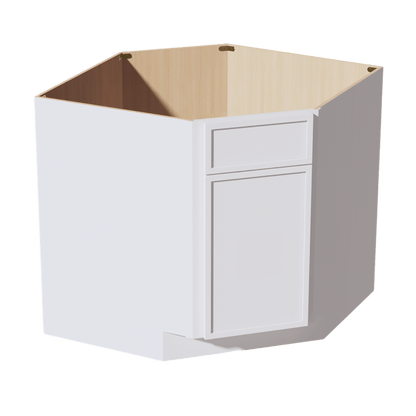 SF - DSB36: Frost White Slim Shaker 39" 1 Door 1 False Drawer Corner Sink Base Cabinets - NextCabinets
