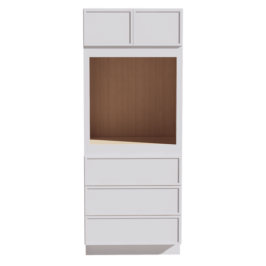 SF - OC3384: Frost White Slim Shaker 33"W x 84"H x 24"D 2 Doors & 3 Drawers Tall Oven Shelf Cabinets - NextCabinets