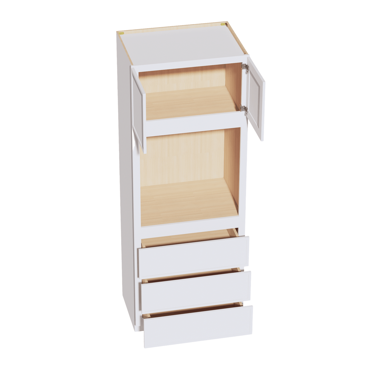 SF - OC3390: Frost White Slim Shaker 33"W x 90"H x 24"D 2 Doors & 3 Drawers Tall Oven Shelf Cabinets - NextCabinets