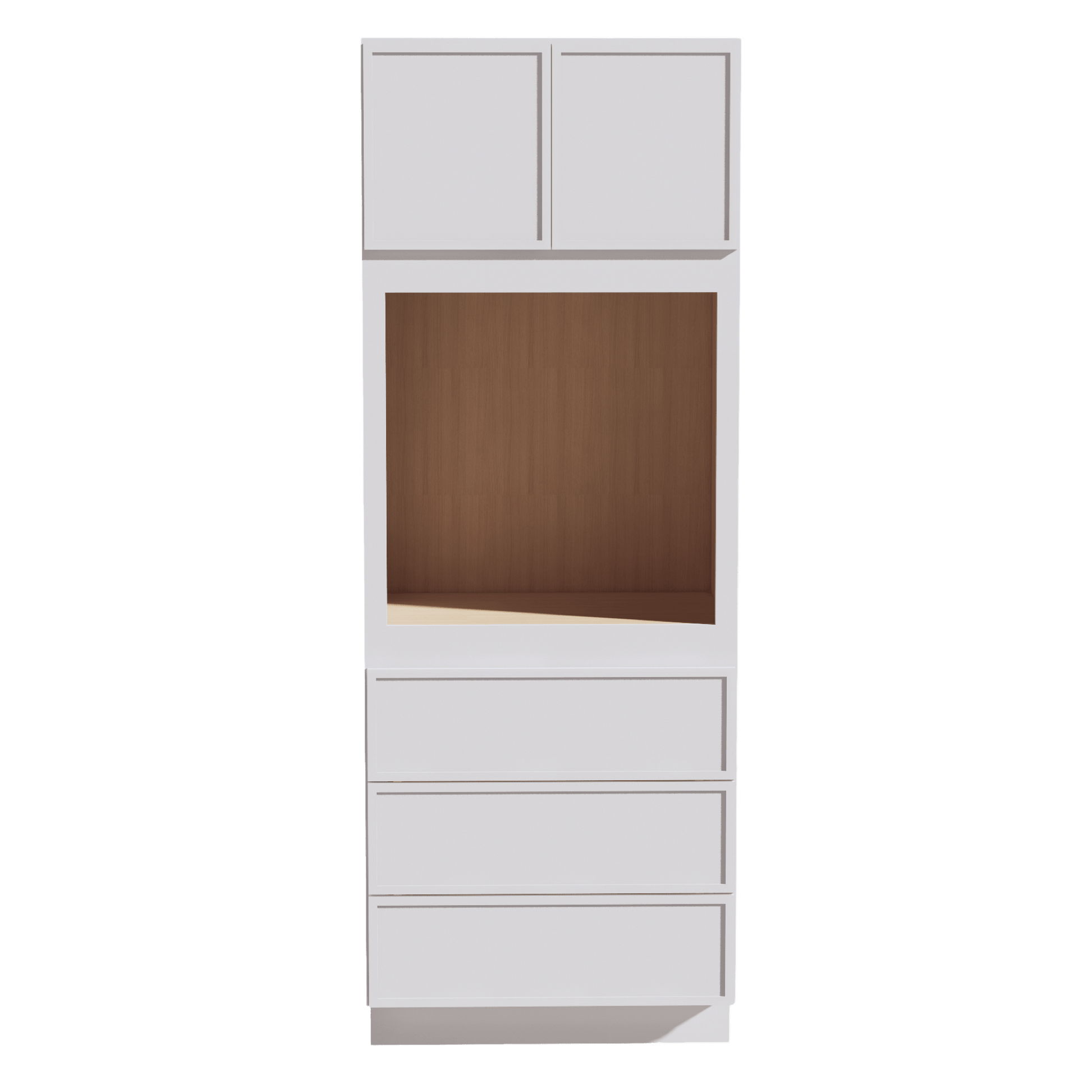 SF - OC3390: Frost White Slim Shaker 33"W x 90"H x 24"D 2 Doors & 3 Drawers Tall Oven Shelf Cabinets - NextCabinets