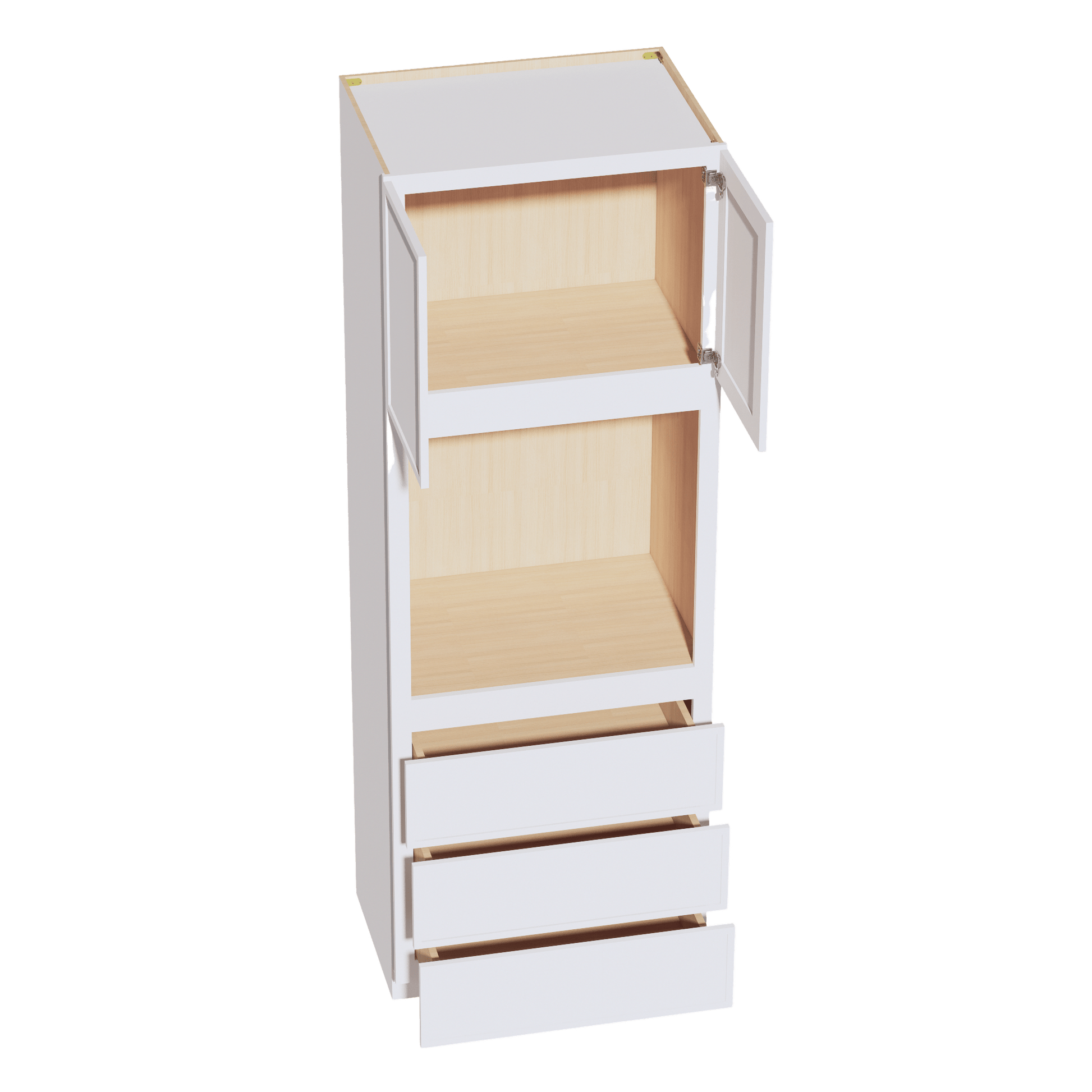 SF - OC3396: Frost White Slim Shaker 33"W x 96"H x 24"D 2 Doors & 3 Drawers Tall Oven Shelf Cabinets - NextCabinets