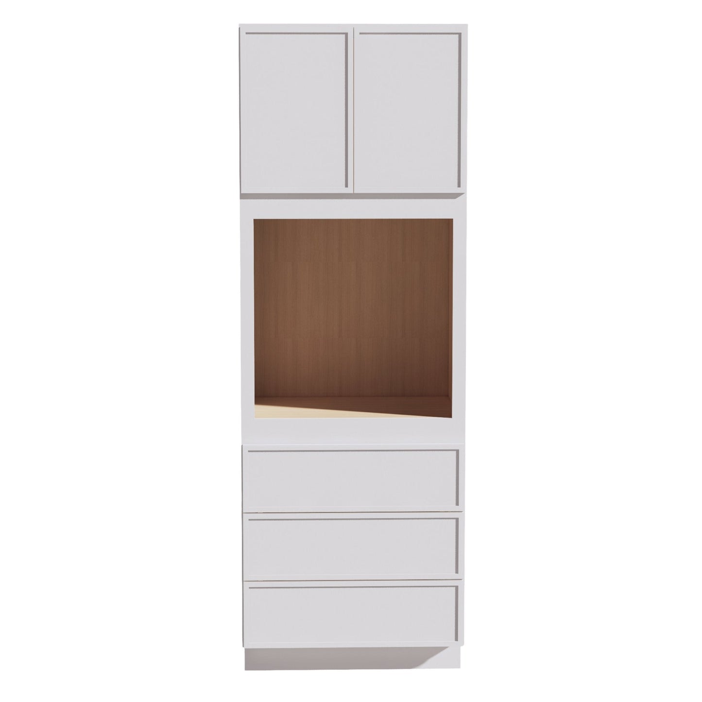 SF - OC3396: Frost White Slim Shaker 33"W x 96"H x 24"D 2 Doors & 3 Drawers Tall Oven Shelf Cabinets - NextCabinets
