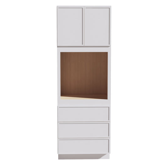 SF - OC3396: Frost White Slim Shaker 33"W x 96"H x 24"D 2 Doors & 3 Drawers Tall Oven Shelf Cabinets - NextCabinets