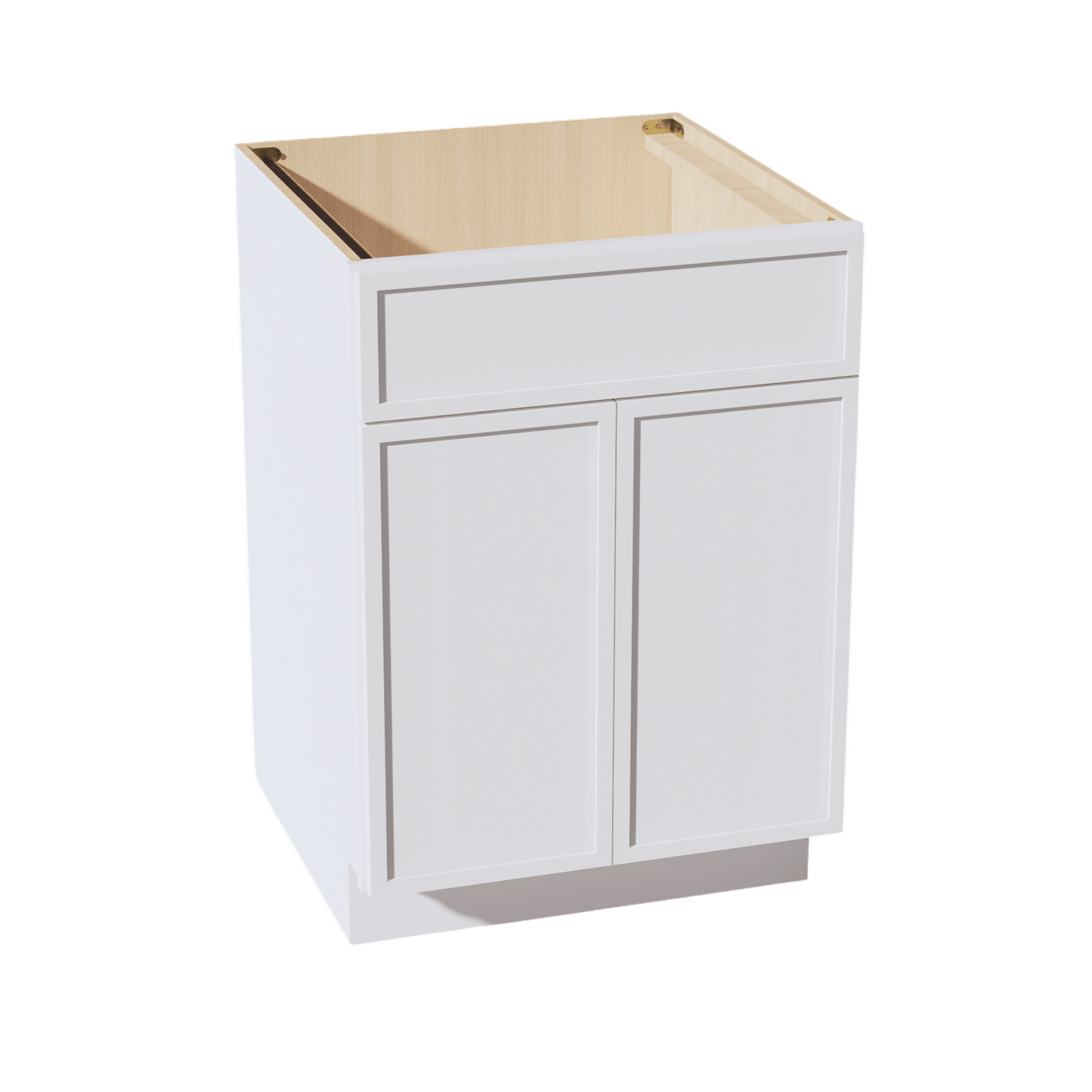 SF - SB24: Frost White Slim Shaker 24" 2 Doors 1 False Drawer Sink Base Cabinet - NextCabinets