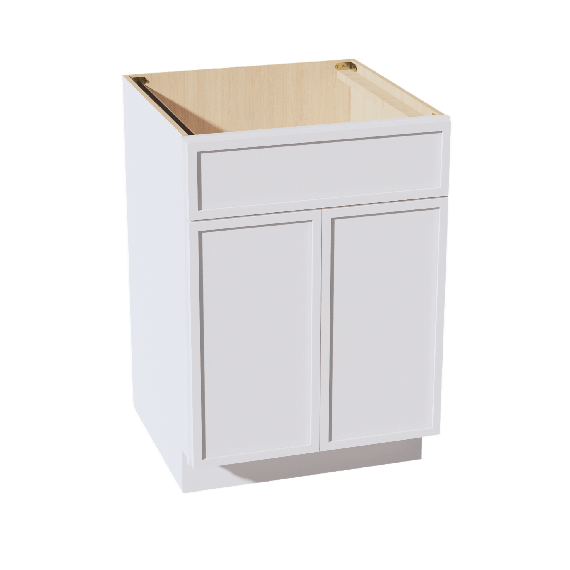 SF - SB24: Frost White Slim Shaker 24" 2 Doors 1 False Drawer Sink Base Cabinet - NextCabinets