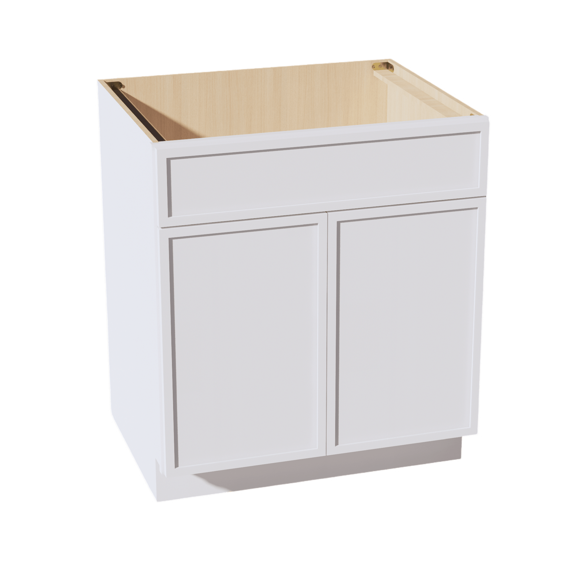 SF - SB30: Frost White Slim Shaker 30" 2 Doors 1 False Drawer Sink Base Cabinet - NextCabinets