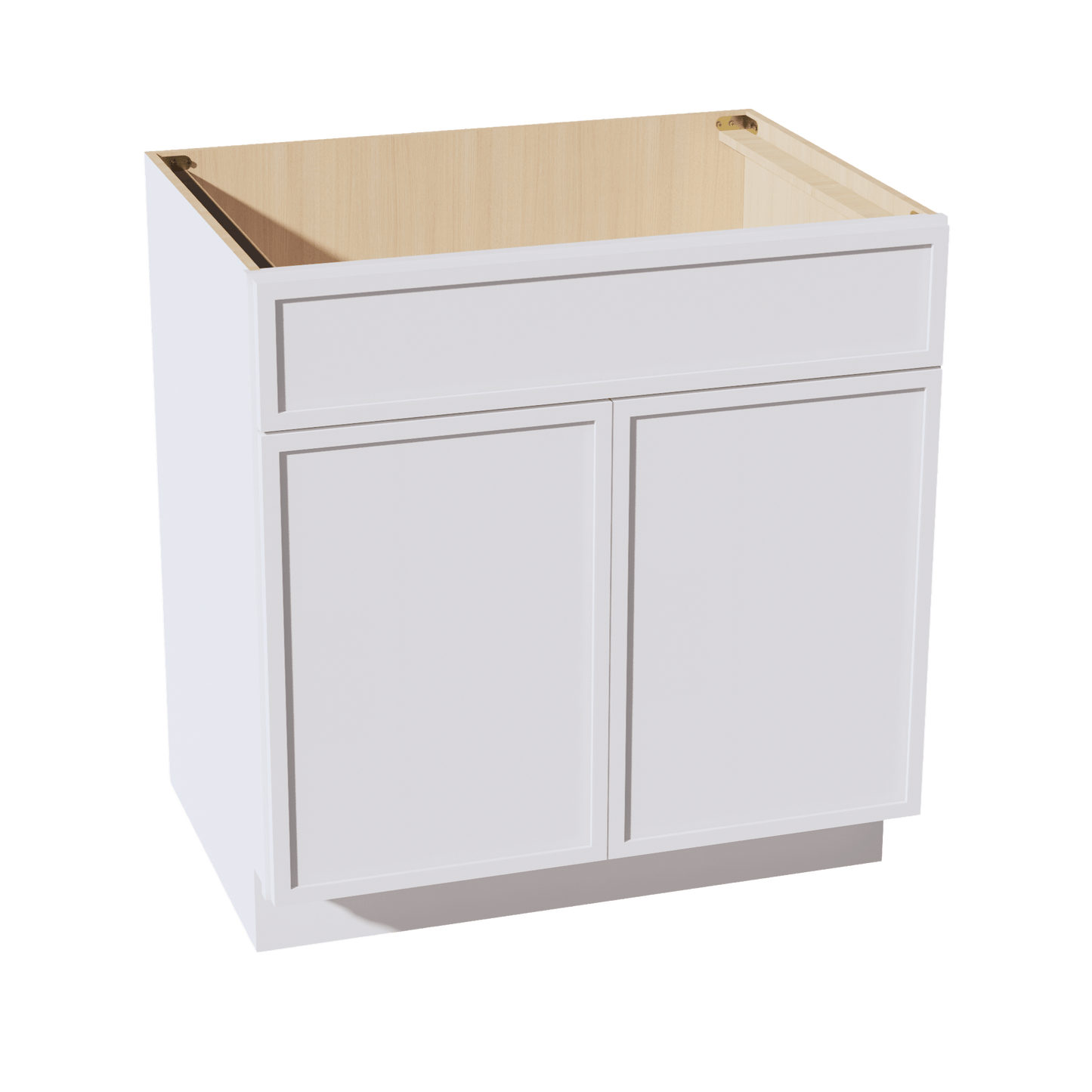SF - SB33: Frost White Slim Shaker 33" 2 Doors 1 False Drawer Sink Base Cabinet - NextCabinets