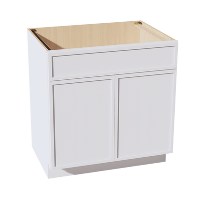 SF - SB33: Frost White Slim Shaker 33" 2 Doors 1 False Drawer Sink Base Cabinet - NextCabinets