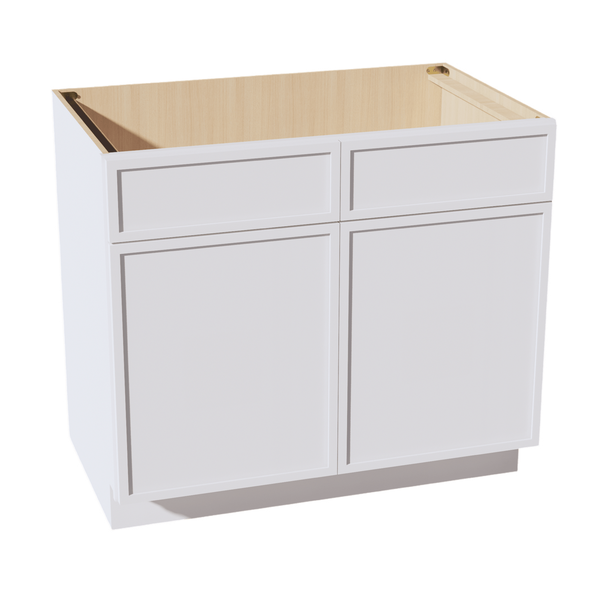 SF - SB39: Frost White Slim Shaker 39" 2 Doors 2 False Drawers Sink Base Cabinet - NextCabinets