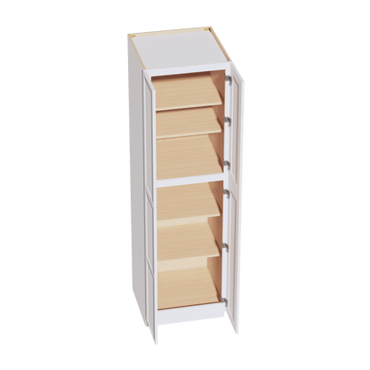 SF - TP2484: Frost White Slim Shaker 24"W x 84"H x 24"D 4 Door & 5 Shelves Tall Shelf Pantry Cabinets - NextCabinets