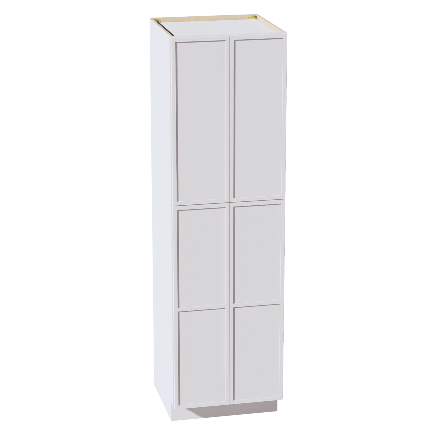 SF - TP2484: Frost White Slim Shaker 24"W x 84"H x 24"D 4 Door & 5 Shelves Tall Shelf Pantry Cabinets - NextCabinets