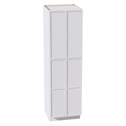 SF - TP2484: Frost White Slim Shaker 24"W x 84"H x 24"D 4 Door & 5 Shelves Tall Shelf Pantry Cabinets - NextCabinets