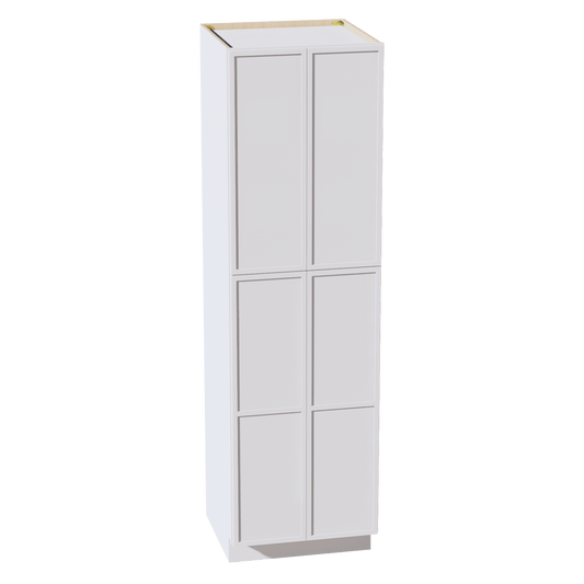 SF - TP2484: Frost White Slim Shaker 24"W x 84"H x 24"D 4 Door & 5 Shelves Tall Shelf Pantry Cabinets - NextCabinets