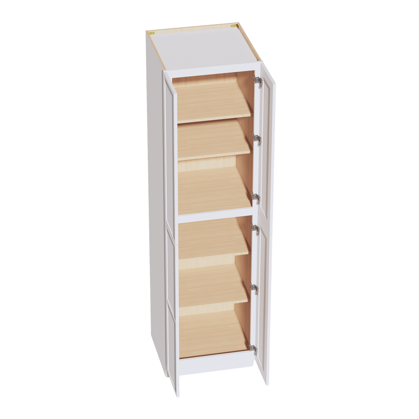 SF - TP2490: Frost White Slim Shaker 24"W x 90"H x 24"D 4 Door & 5 Shelves Tall Shelf Pantry Cabinets - NextCabinets