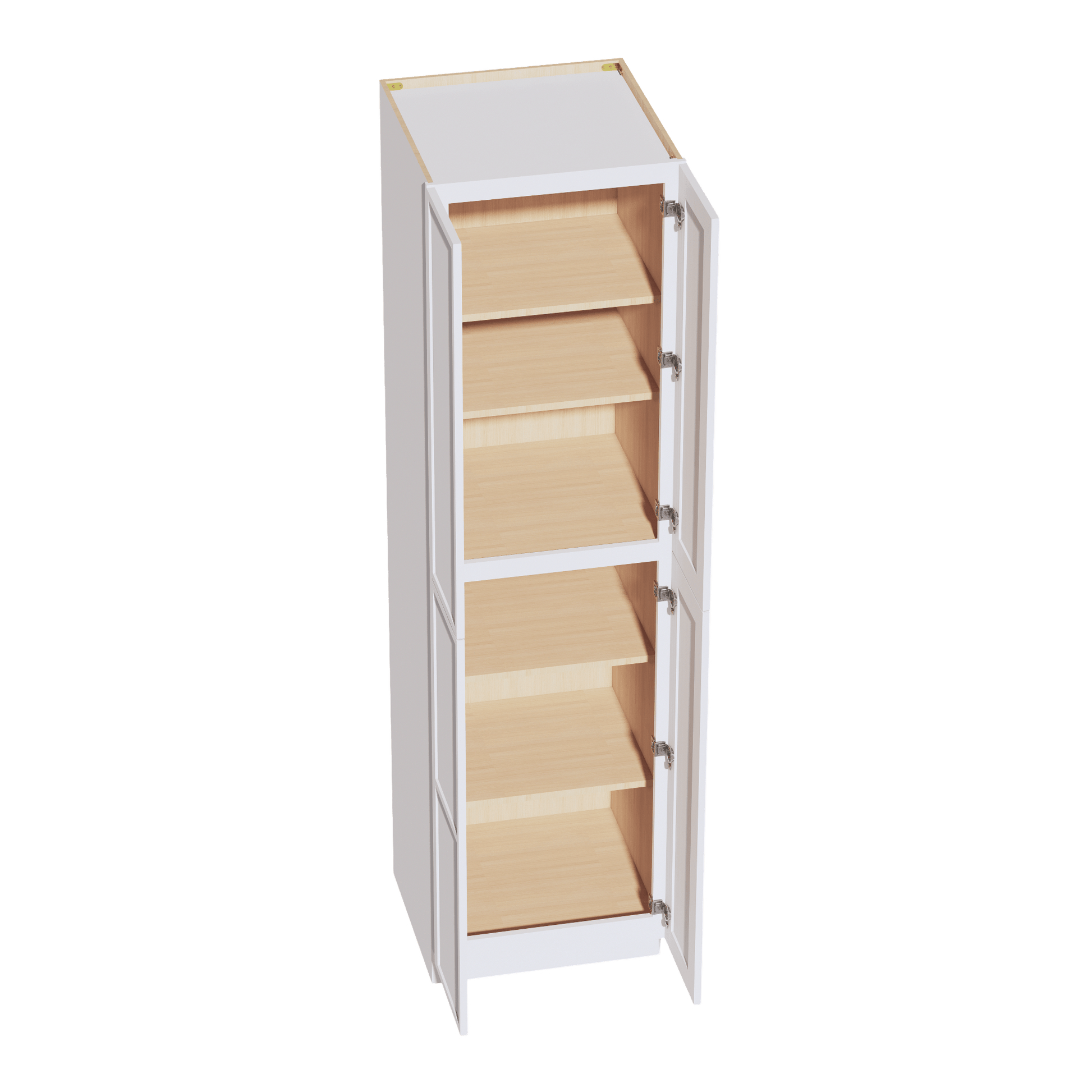 SF - TP2490: Frost White Slim Shaker 24"W x 90"H x 24"D 4 Door & 5 Shelves Tall Shelf Pantry Cabinets - NextCabinets