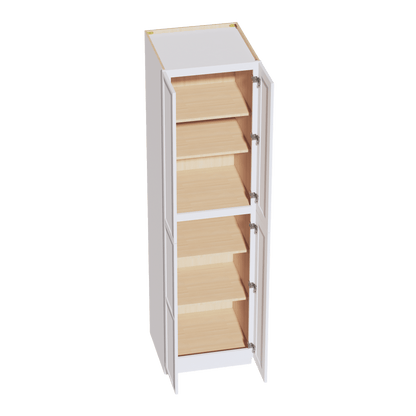 SF - TP2490: Frost White Slim Shaker 24"W x 90"H x 24"D 4 Door & 5 Shelves Tall Shelf Pantry Cabinets - NextCabinets