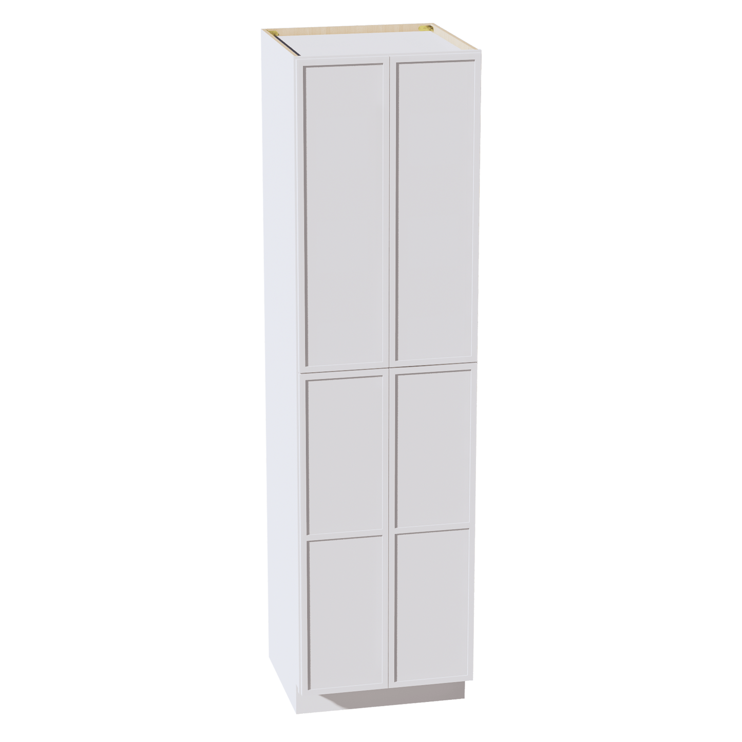 SF - TP2490: Frost White Slim Shaker 24"W x 90"H x 24"D 4 Door & 5 Shelves Tall Shelf Pantry Cabinets - NextCabinets