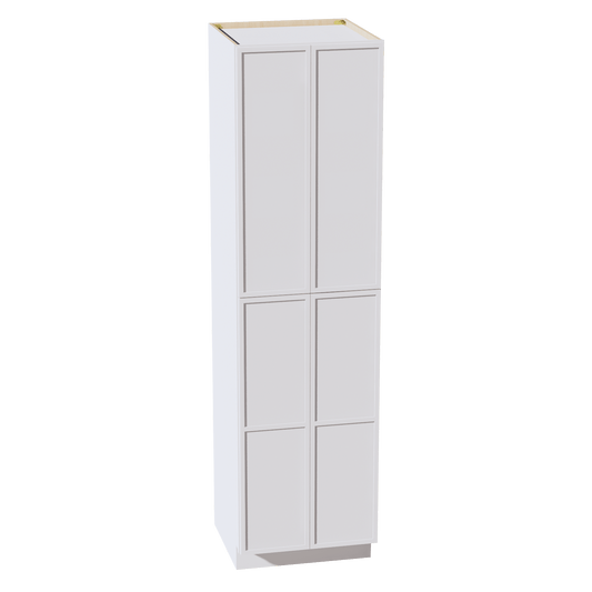 SF - TP2490: Frost White Slim Shaker 24"W x 90"H x 24"D 4 Door & 5 Shelves Tall Shelf Pantry Cabinets - NextCabinets