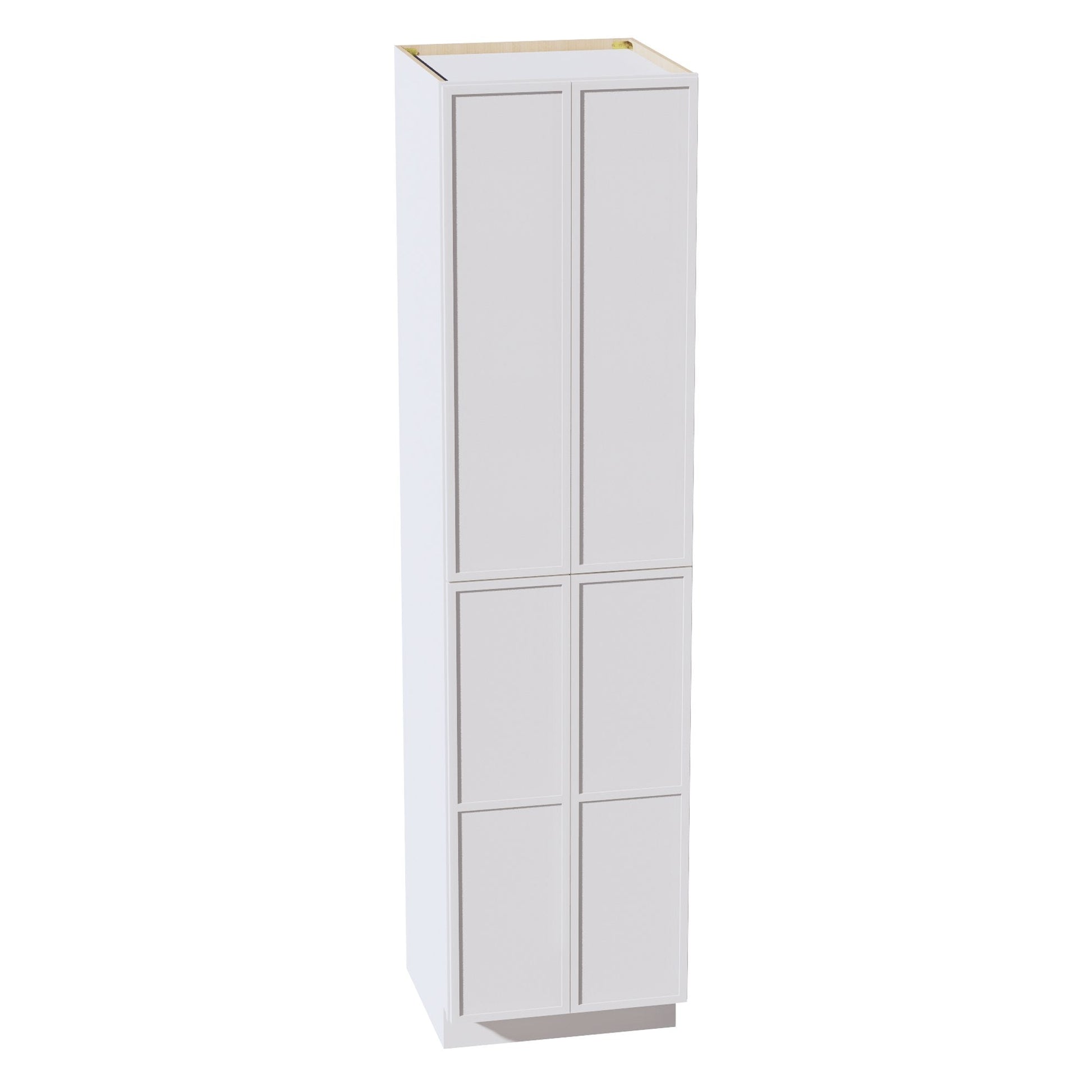 SF - TP2496: Frost White Slim Shaker 24"W x 96"H x 24"D 4 Door & 6 Shelves Tall Shelf Pantry Cabinets - NextCabinets