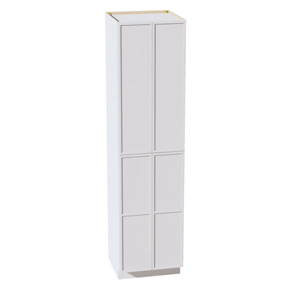 SF - TP2496: Frost White Slim Shaker 24"W x 96"H x 24"D 4 Door & 6 Shelves Tall Shelf Pantry Cabinets - NextCabinets