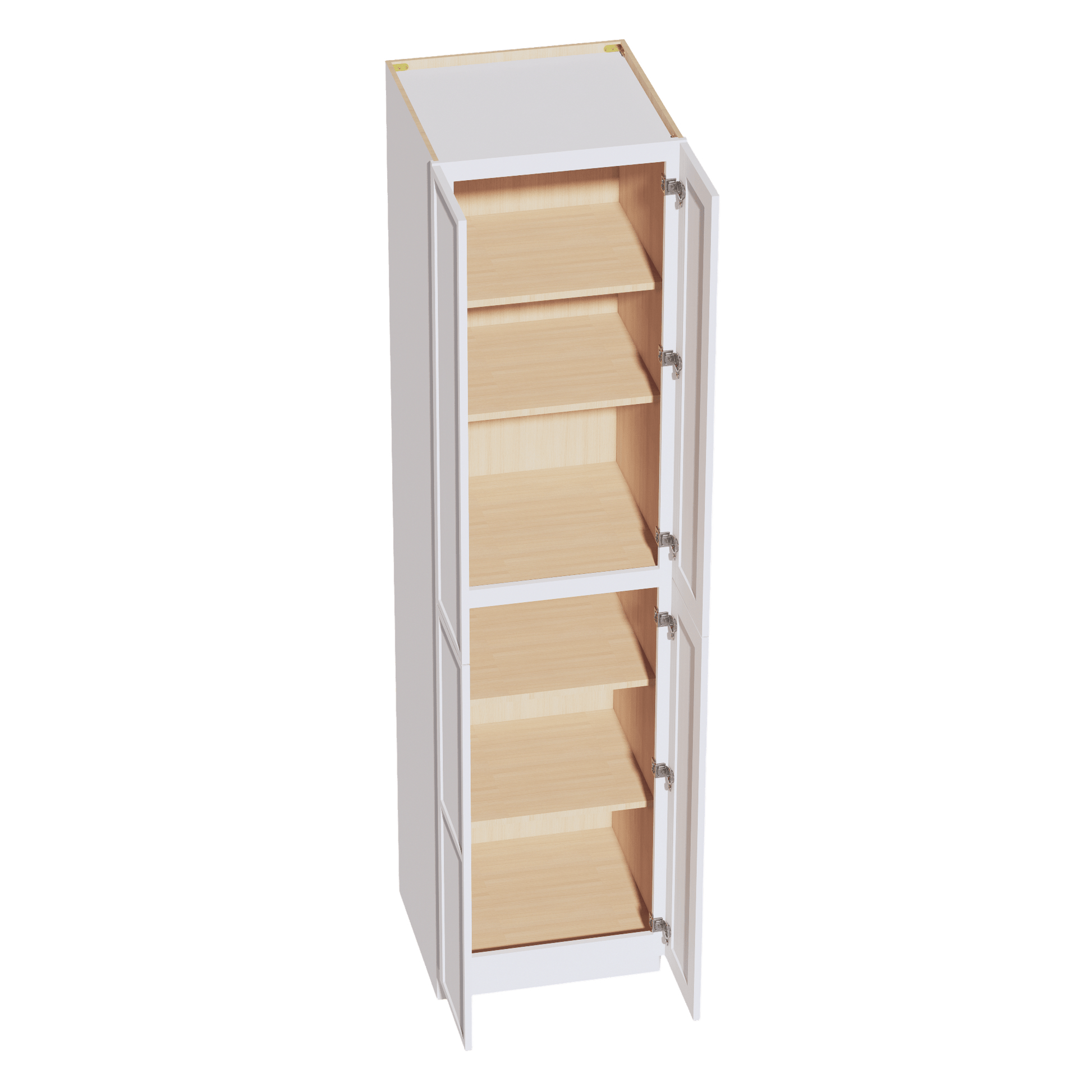SF - TP2496: Frost White Slim Shaker 24"W x 96"H x 24"D 4 Door & 6 Shelves Tall Shelf Pantry Cabinets - NextCabinets