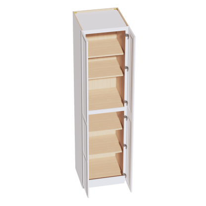 SF - TP2496: Frost White Slim Shaker 24"W x 96"H x 24"D 4 Door & 6 Shelves Tall Shelf Pantry Cabinets - NextCabinets