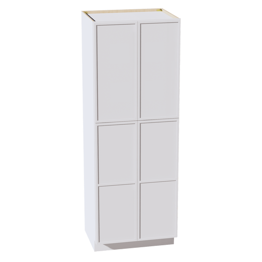 SF - TP3084: Frost White Slim Shaker 30"W x 84"H x 24"D 4 Door & 5 Shelves Tall Shelf Pantry Cabinets - NextCabinets