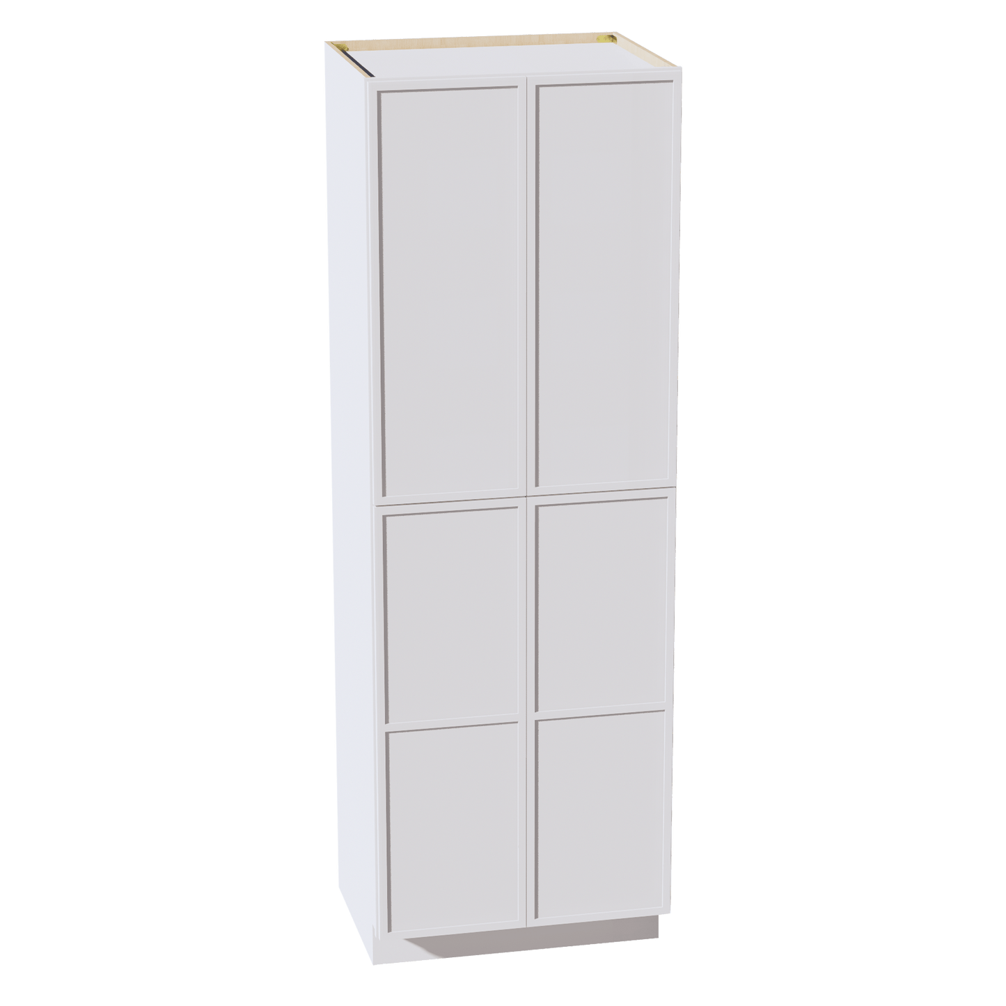 SF - TP3090: Frost White Slim Shaker 30"W x 90"H x 24"D 4 Door & 5 Shelves Tall Shelf Pantry Cabinets - NextCabinets