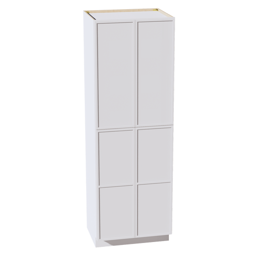 SF - TP3090: Frost White Slim Shaker 30"W x 90"H x 24"D 4 Door & 5 Shelves Tall Shelf Pantry Cabinets - NextCabinets