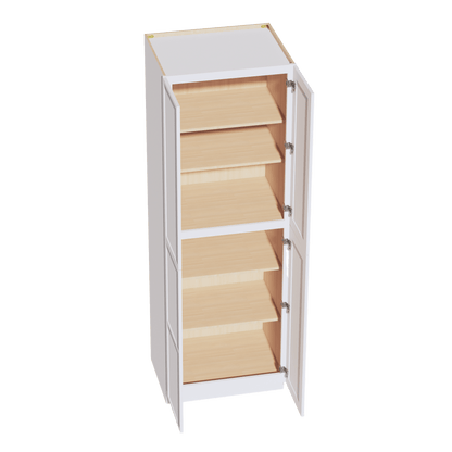 SF - TP3090: Frost White Slim Shaker 30"W x 90"H x 24"D 4 Door & 5 Shelves Tall Shelf Pantry Cabinets - NextCabinets