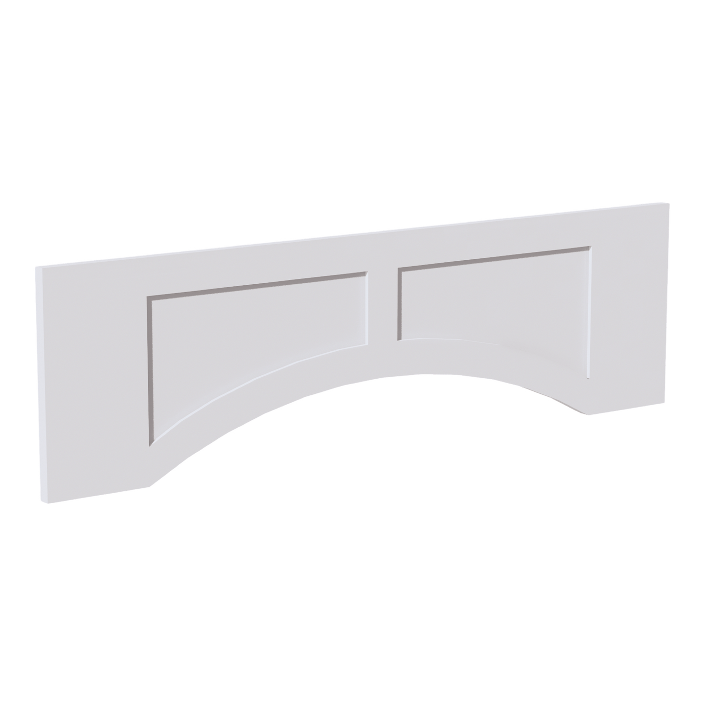 SF - VARP42: Frost White Slim Shaker 42"W x 12"H x 3/4"D Arched Valance with Raised Panel - NextCabinets