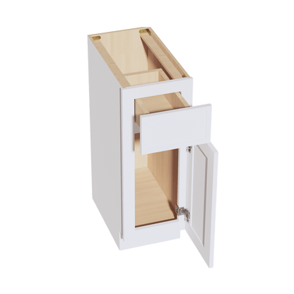 SF - VB1221: Frost White Slim Shaker 12"W x 34 - 1/2"H x 21"D 1 Door & 1 Drawer Single Door Vanity Base Cabinets - NextCabinets