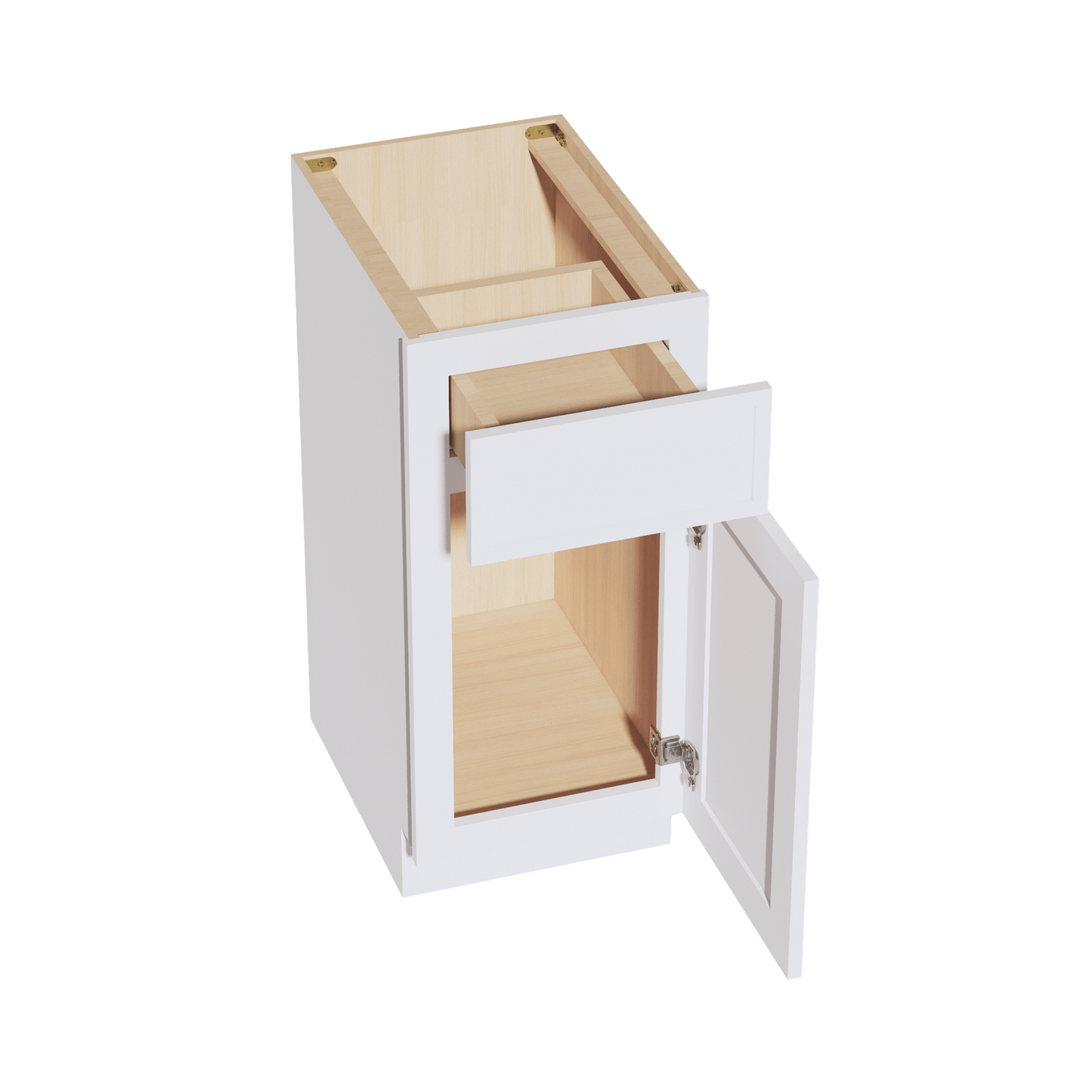 SF - VB1521: Frost White Slim Shaker 15"W x 34 - 1/2"H x 21"D 1 Door & 1 Drawer Single Door Vanity Base Cabinets - NextCabinets