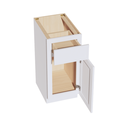 SF - VB1521: Frost White Slim Shaker 15"W x 34 - 1/2"H x 21"D 1 Door & 1 Drawer Single Door Vanity Base Cabinets - NextCabinets