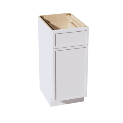 SF - VB1521: Frost White Slim Shaker 15"W x 34 - 1/2"H x 21"D 1 Door & 1 Drawer Single Door Vanity Base Cabinets - NextCabinets