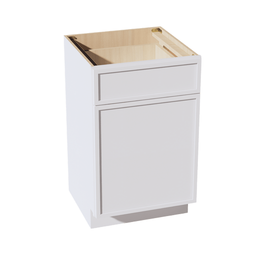 SF - VB2121: Frost White Slim Shaker 21"W x 34 - 1/2"H x 21"D 1 Door & 1 Drawer Single Door Vanity Base Cabinets - NextCabinets