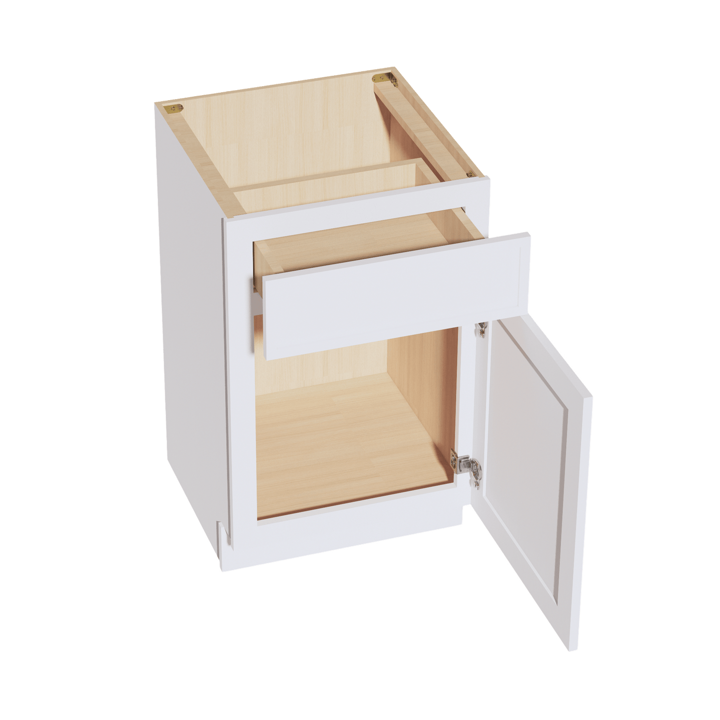 SF - VB2121: Frost White Slim Shaker 21"W x 34 - 1/2"H x 21"D 1 Door & 1 Drawer Single Door Vanity Base Cabinets - NextCabinets