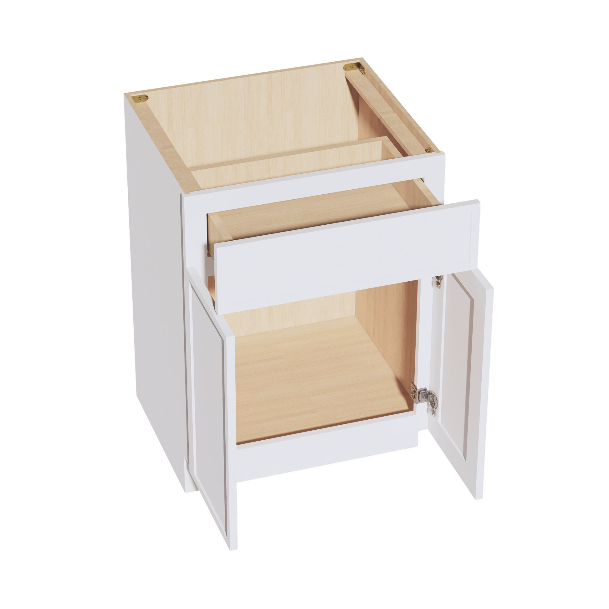SF - VB2421: Frost White Slim Shaker 24"W x 34 - 1/2"H x 21"D 2 Doors & 1 Drawer Double Door Vanity Base Cabinets - NextCabinets