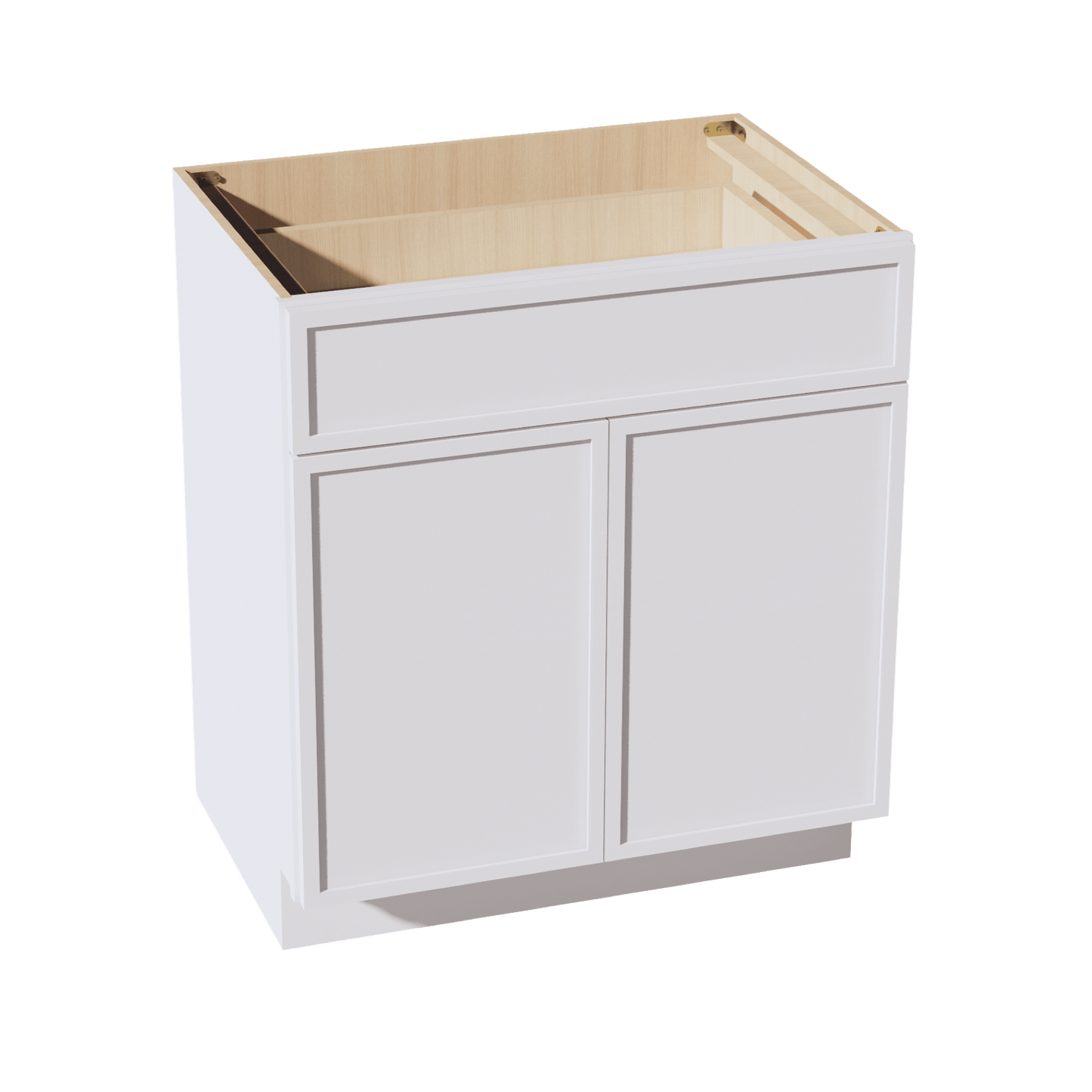 SF - VB3021: Frost White Slim Shaker 30"W x 34 - 1/2"H x 21"D 2 Doors & 1 Drawer Double Door Vanity Base Cabinets - NextCabinets