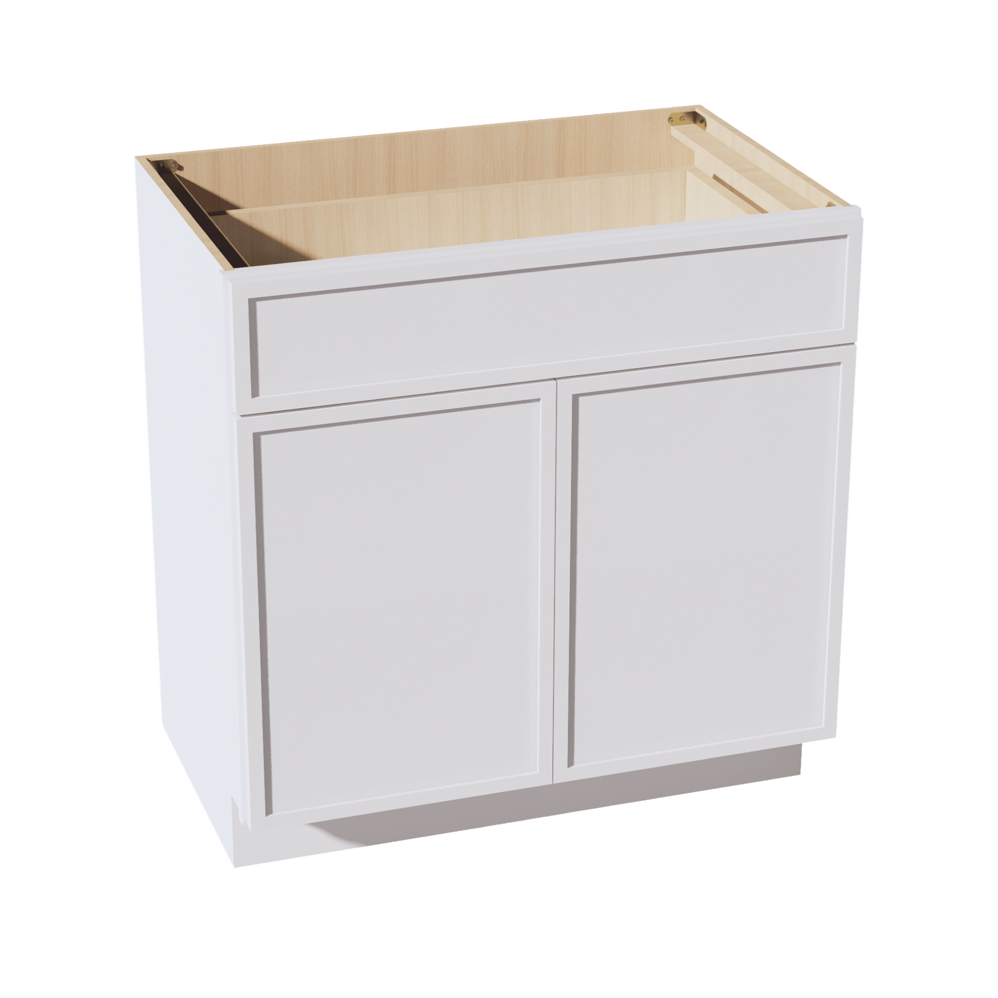SF - VB3321: Frost White Slim Shaker 33"W x 34 - 1/2"H x 21"D 2 Doors & 1 Drawer Double Door Vanity Base Cabinets - NextCabinets