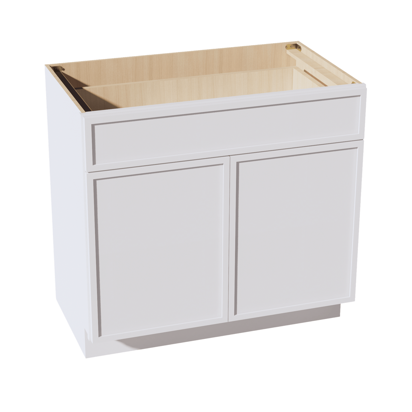 SF - VB3621: Frost White Slim Shaker 36"W x 34 - 1/2"H x 21"D 2 Doors & 1 Drawer Double Door Vanity Base Cabinets - NextCabinets
