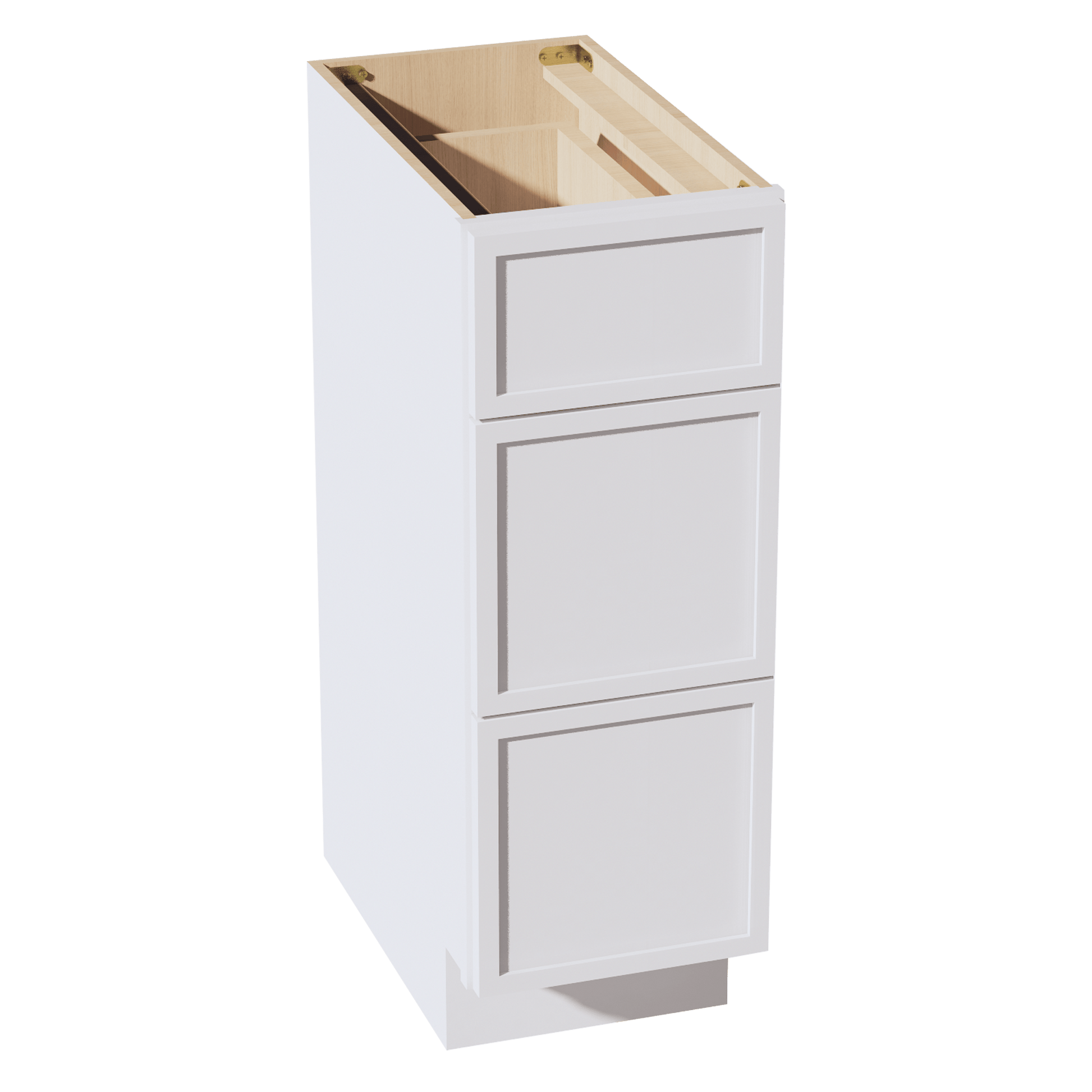SF - VDB1221: Frost White Slim Shaker 12"W x 34 - 1/2"H x 21"D 3 Drawers Vanity Base Cabinets - NextCabinets