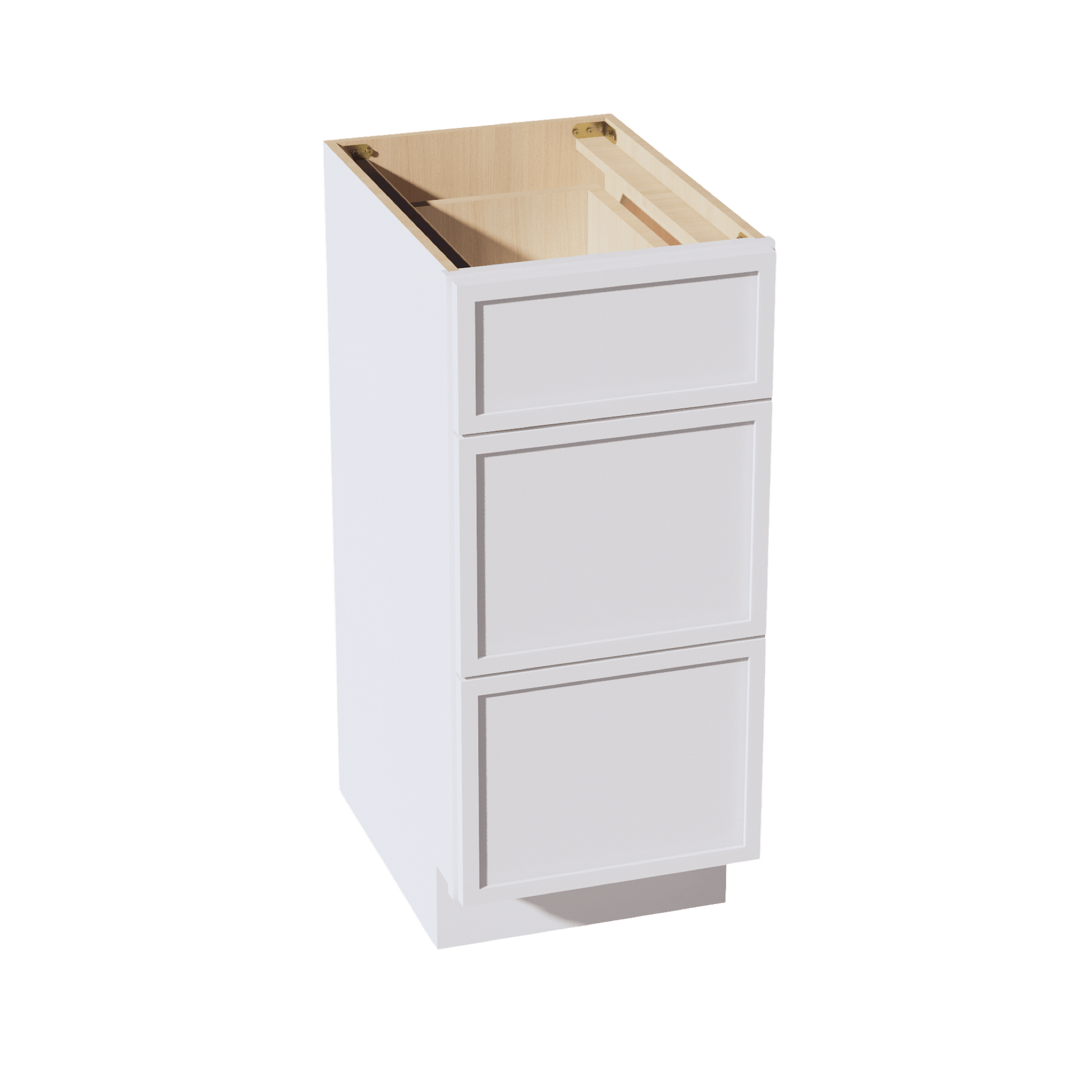 SF - VDB1521: Frost White Slim Shaker 15"W x 34 - 1/2"H x 21"D 3 Drawers Vanity Base Cabinets - NextCabinets