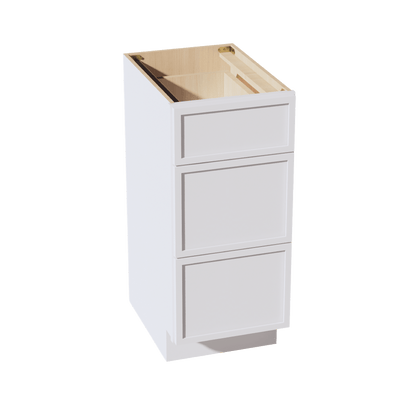 SF - VDB1521: Frost White Slim Shaker 15"W x 34 - 1/2"H x 21"D 3 Drawers Vanity Base Cabinets - NextCabinets