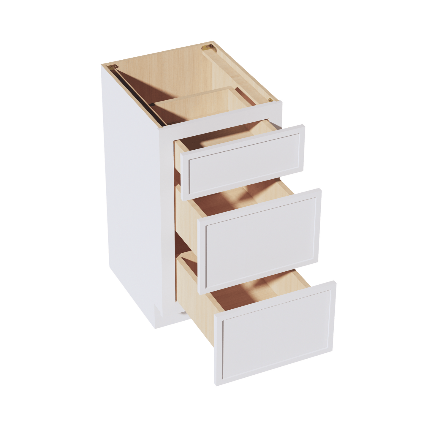 SF - VDB1821: Frost White Slim Shaker 18"W x 34 - 1/2"H x 21"D 3 Drawers Vanity Base Cabinets - NextCabinets